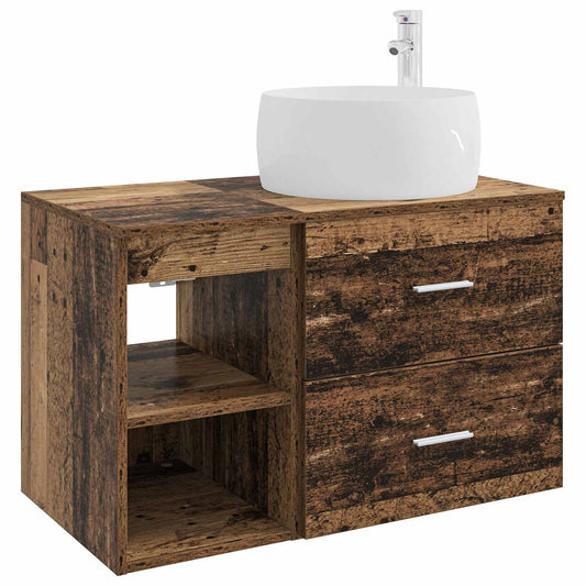 vidaXL Bathroom Furniture Set 2 pcs Old Wood Engineered Wood