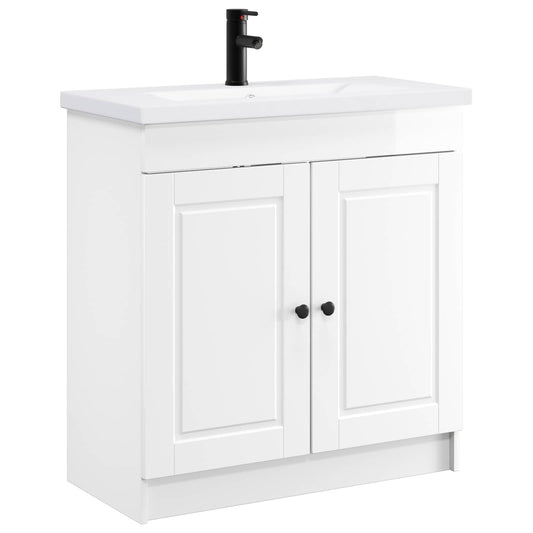 vidaXL Bathroom Furniture Set High Gloss White 56 x 37.5 x 81 cm