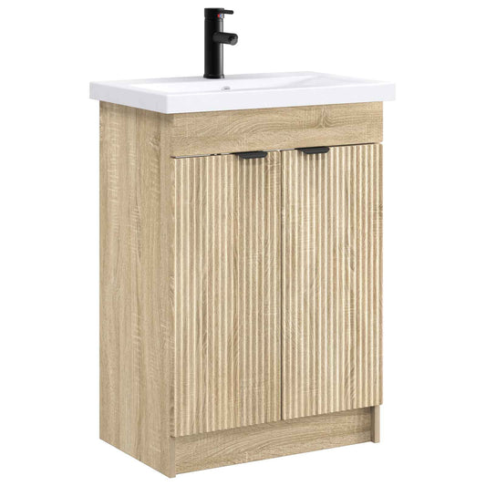 vidaXL Bathroom Furniture Set Sonoma Oak 56 x 37.5 x 81 cm