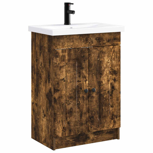 vidaXL Bathroom Furniture Set Smoked Oak 78.5 x 37.5 x 81 cm