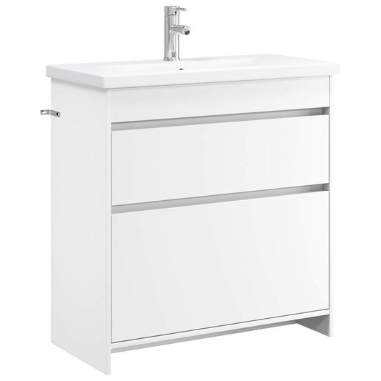 vidaXL Bathroom Furniture Set White 81 x 40 x 84.5 cm Engineered Wood