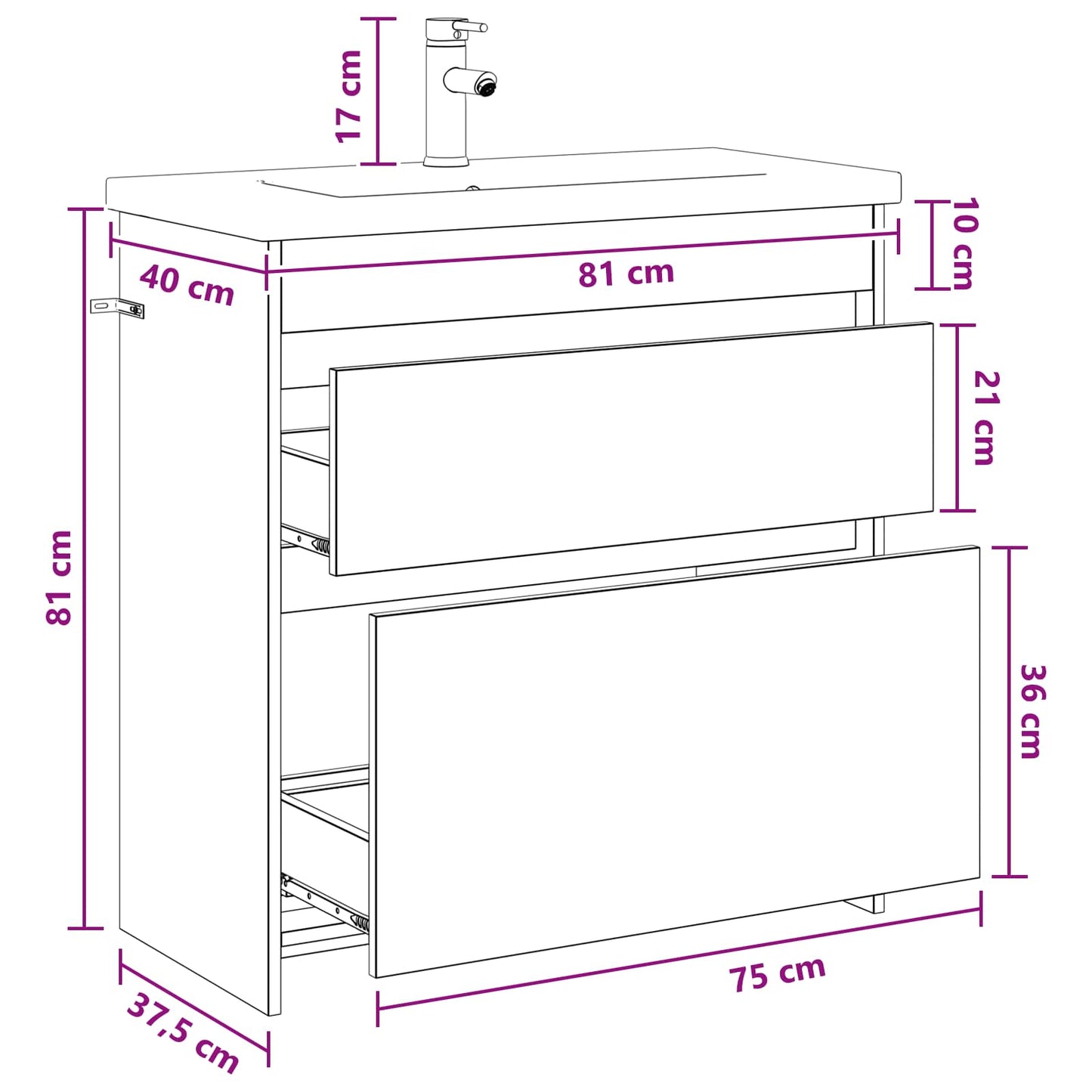 vidaXL Bathroom Furniture Set White 81 x 40 x 84.5 cm Engineered Wood