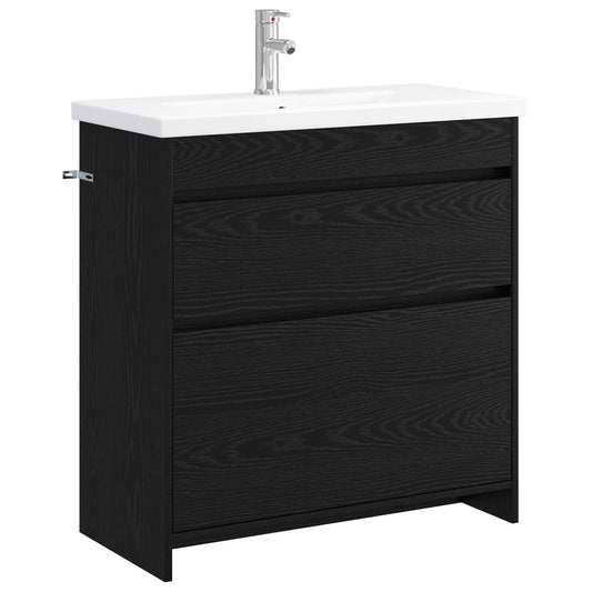vidaXL Bathroom Furniture Set Black Oak 81 x 40 x 84.5 cm