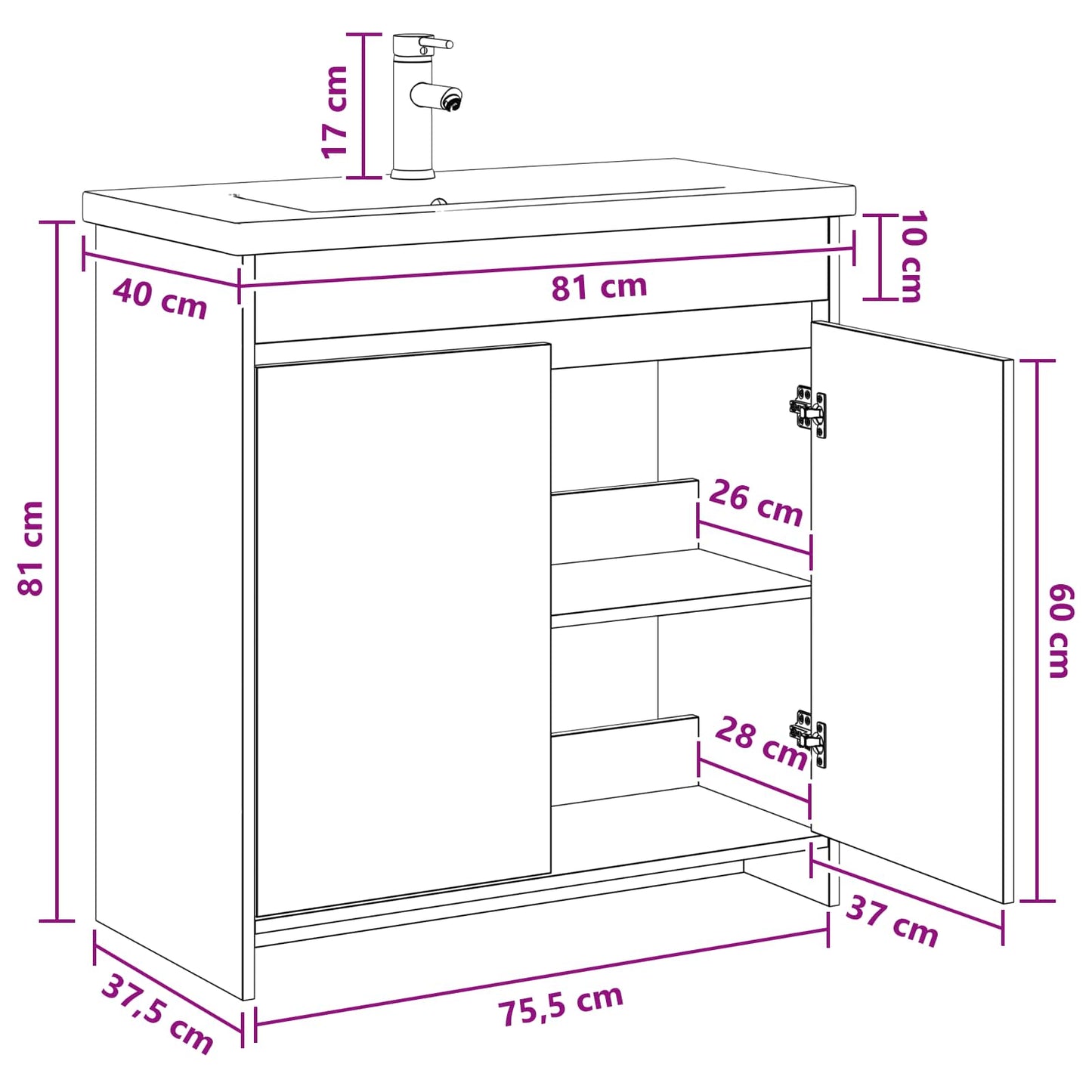 vidaXL Bathroom Furniture Set Sonoma Oak 81 x 40 x 84.5 cm
