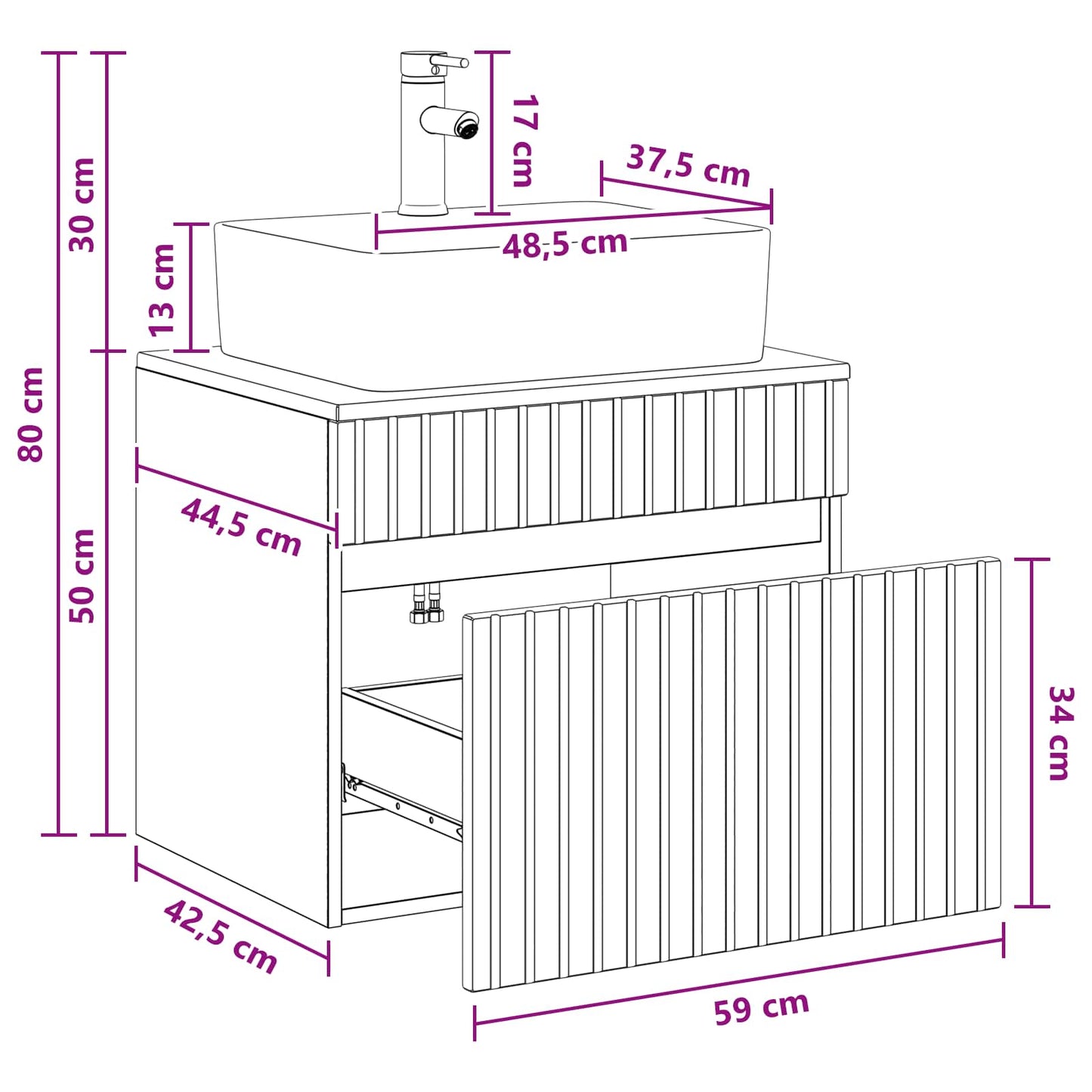 vidaXL Bathroom Furniture Set Old Wood Engineered Wood