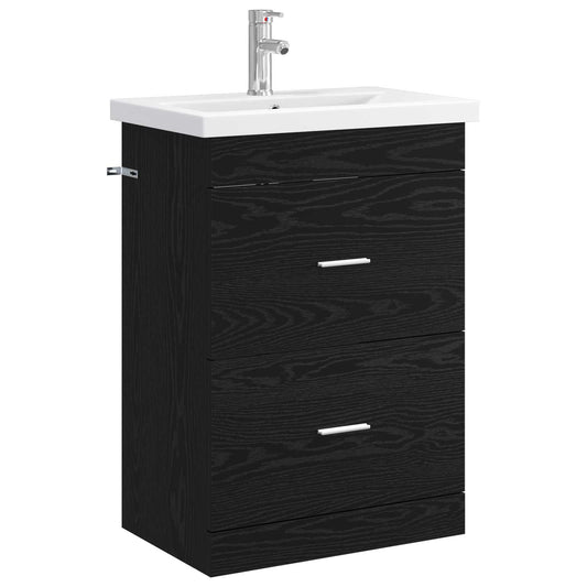 vidaXL Bathroom Furniture Set Black Oak 61 x 40 x 84.5 cm