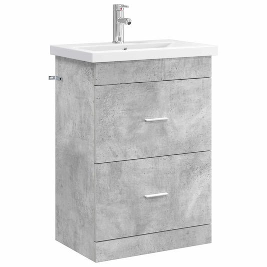 vidaXL Bathroom Furniture Set Concrete Grey 61 x 40 x 84.5 cm