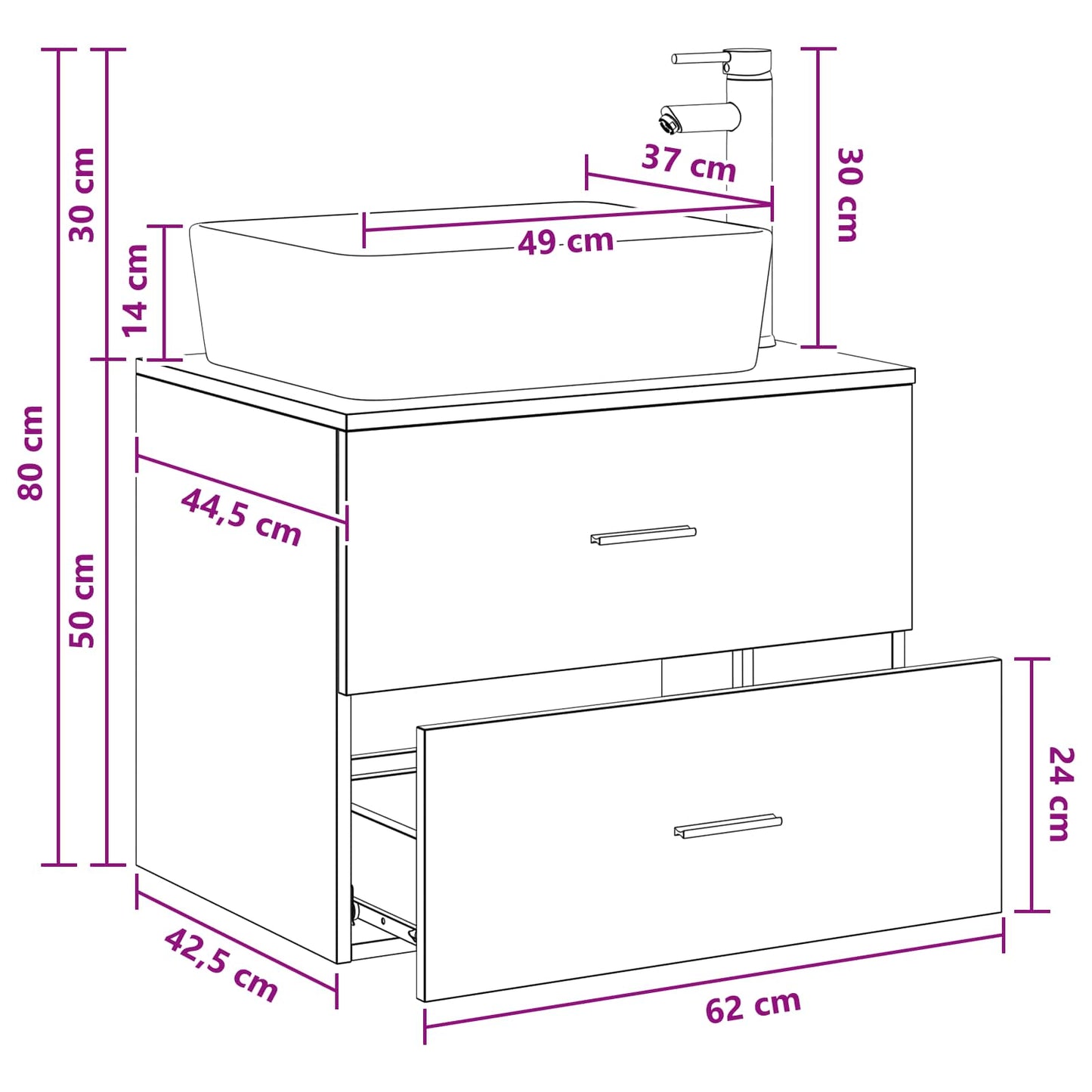 vidaXL Bathroom Furniture Set Old Wood Engineered Wood