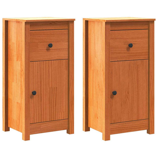 vidaXL Sideboard 2 pcs Wax Brown 39 x 34.5 x 80 cm Solid Pine Wood