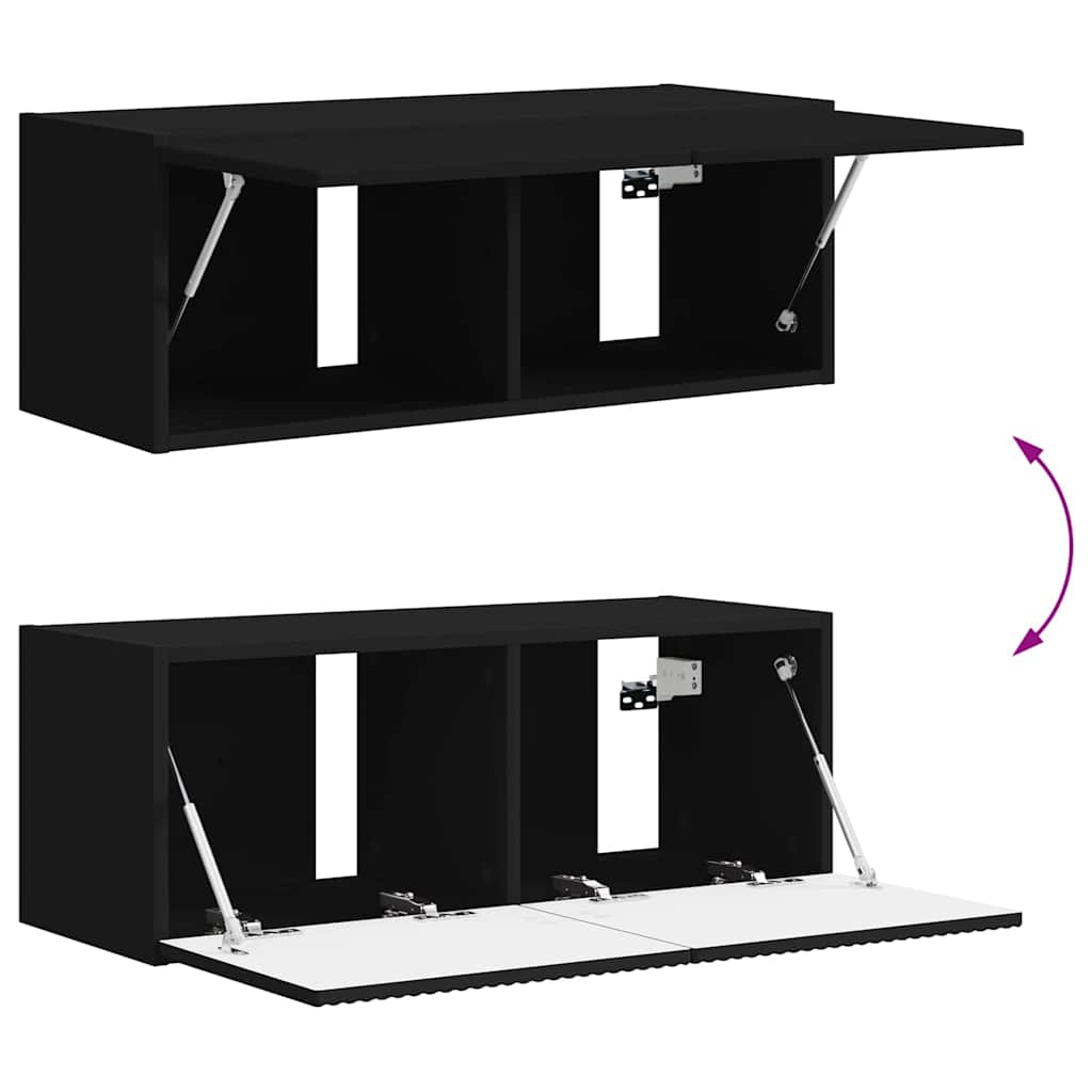 vidaXL TV Wall Cabinet Black 78.5 x 31 x 29.5 cm Engineered Wood