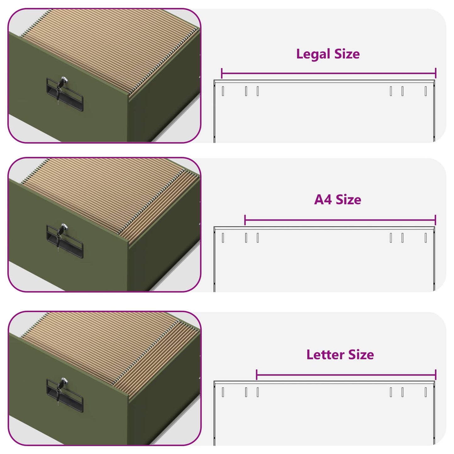 vidaXL File Cabinet Olive Green 45.5 x 42 x 139 cm Cold-Rolled Steel