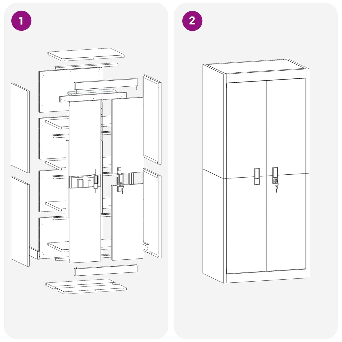 vidaXL Storage Cabinet White 60 x 40 x 140 cm Steel