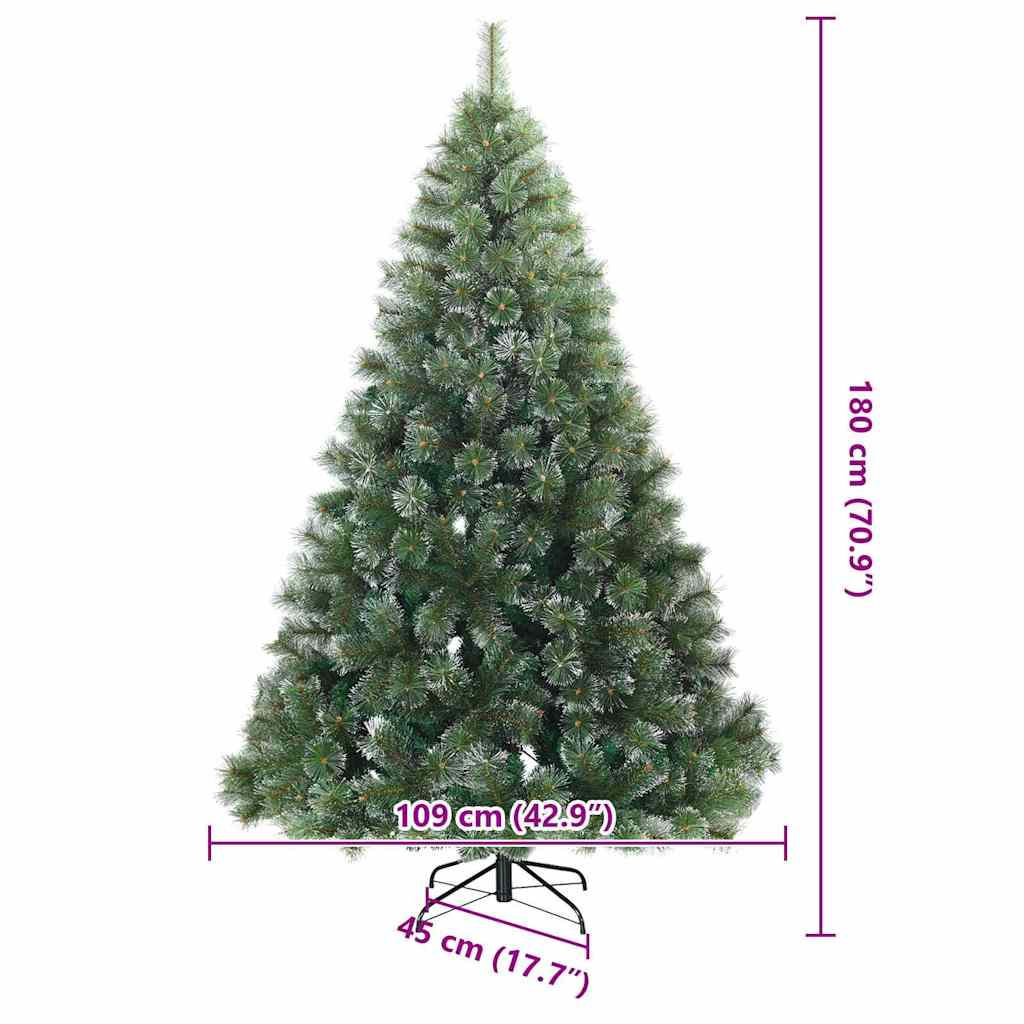 vidaXL Artificial Hinged Christmas Tree Snow Flocked Green 180 cm