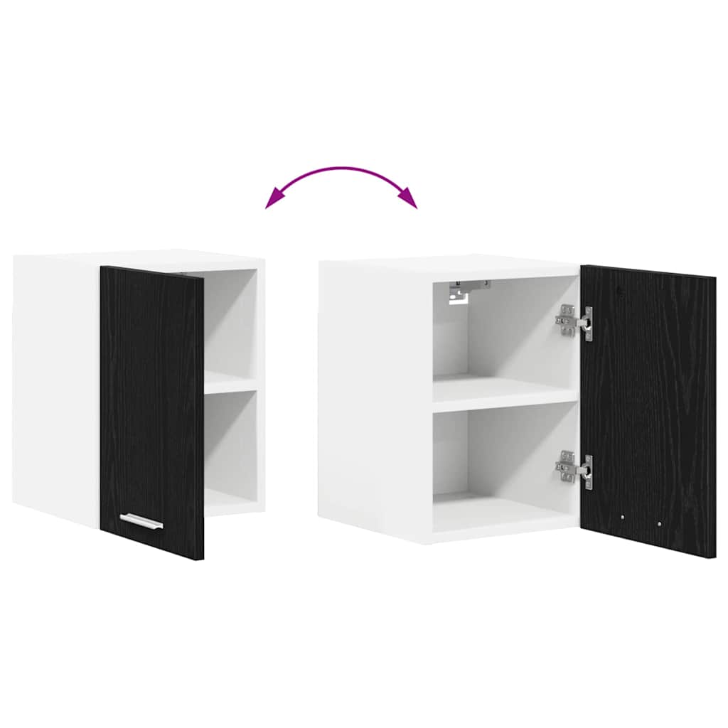 vidaXL Hanging Cabinet with Door Black Oak and White 30 x 31 x 40 cm