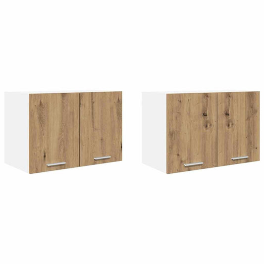 vidaXL Hanging Cabinet 2 pcs Artisan Oak and White Engineered Wood