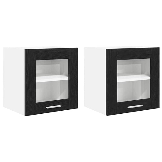 vidaXL Hanging Cabinet 2 pcs Black Oak 40 x 31 x 40 cm Engineered Wood