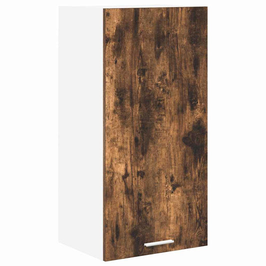 vidaXL Hanging Cabinet with Door Smoked Oak and White 40 x 31 x 80 cm