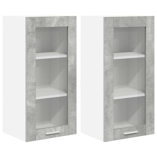 vidaXL Hanging Cabinet with Door 2 pcs Concrete Grey 40 x 31 x 80 cm