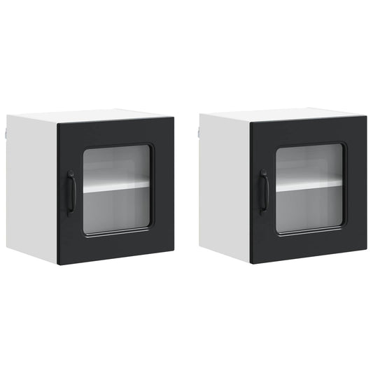 vidaXL Dishwasher Panel Kalmar 2 pcs Black 40 x 31 x 40 cm