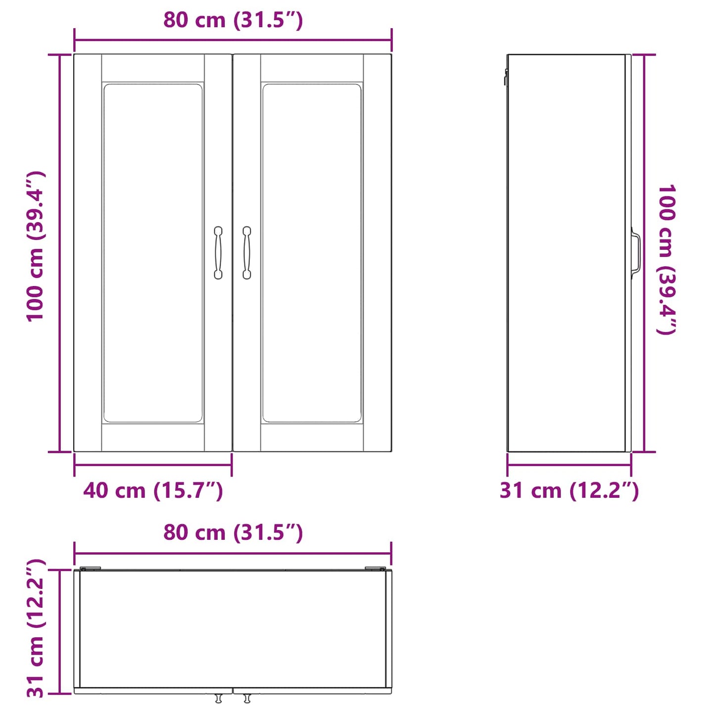 vidaXL Dishwasher Panel Kalmar High Gloss White 80 x 31 x 100 cm