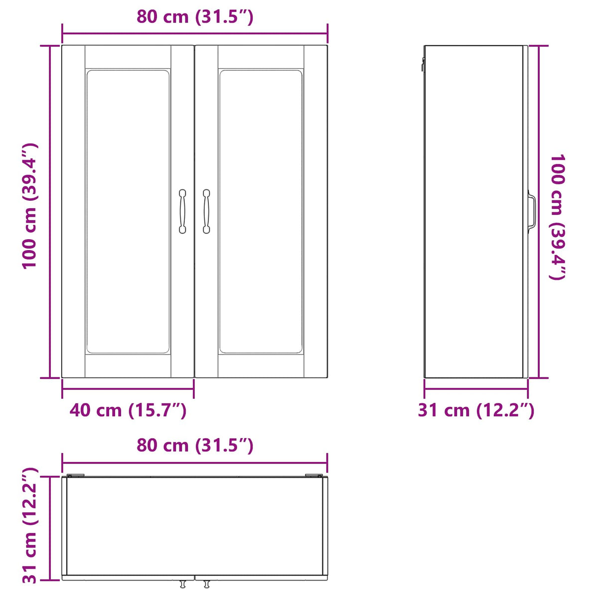 vidaXL Dishwasher Panel Kalmar High Gloss White 80 x 31 x 100 cm