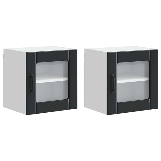 vidaXL Wall Glass Cabinet LUCCA 2 pcs Black 40 x 31 x 40 cm