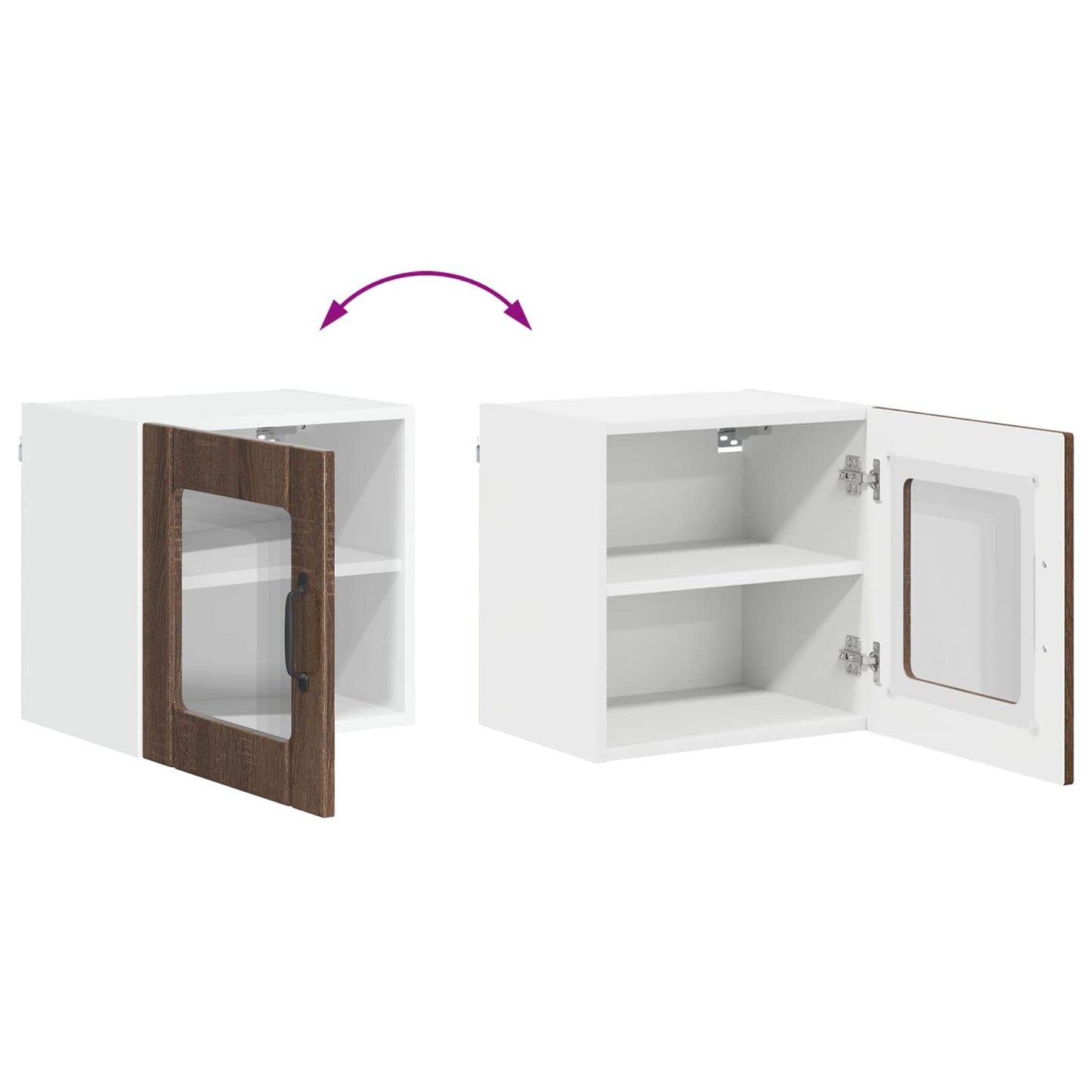 vidaXL Wall Glass Cabinet LUCCA Brown Oak 40 x 31 x 40 cm