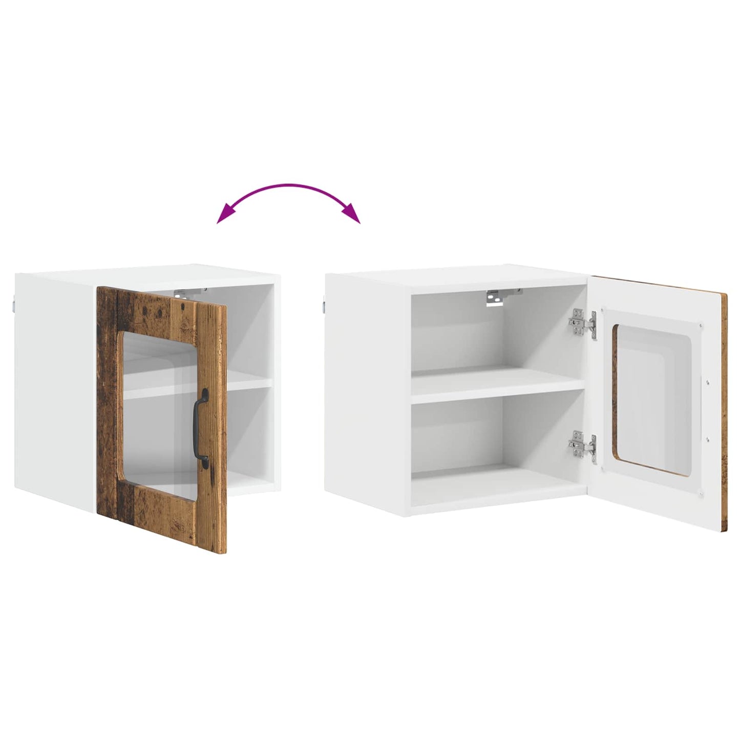 vidaXL Wall Glass Cabinet LUCCA Old Wood 40 x 31 x 40 cm