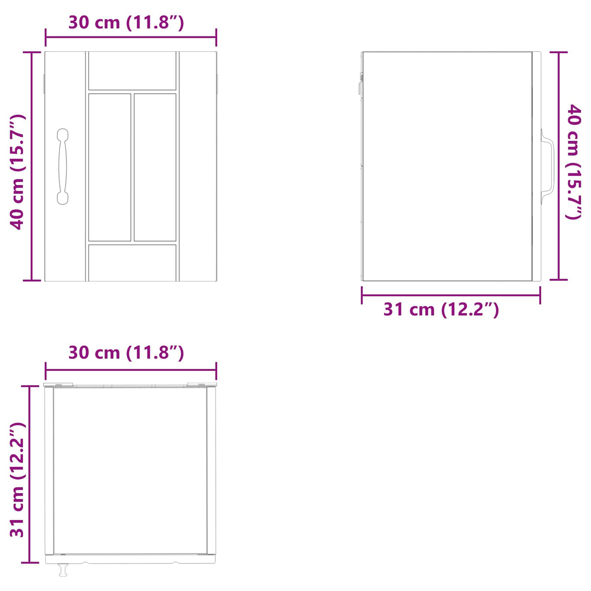 vidaXL Wall Cabinet LUCCA White 30 x 31 x 40 cm Engineered Wood
