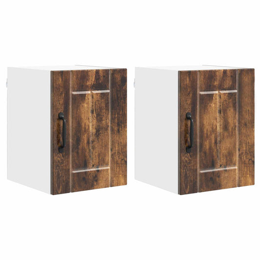 vidaXL Wall Cabinet LUCCA 2 pcs Smoked Oak 30 x 31 x 40 cm