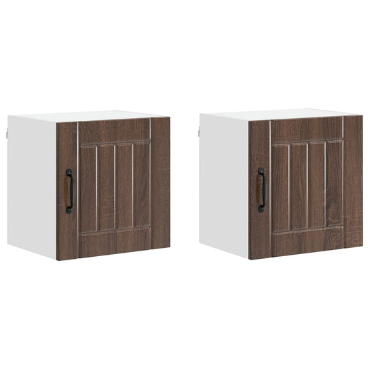 vidaXL Wall Cabinet LUCCA 2 pcs Brown Oak 40 x 31 x 40 cm