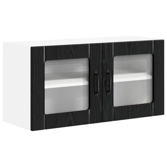 vidaXL Wall Glass Cabinet LUCCA Black Oak 80 x 31 x 40 cm