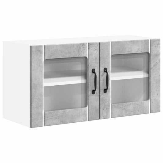 vidaXL Wall Glass Cabinet LUCCA Concrete Grey 80 x 31 x 40 cm