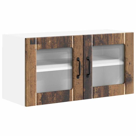vidaXL Wall Glass Cabinet LUCCA Old Wood 80 x 31 x 40 cm