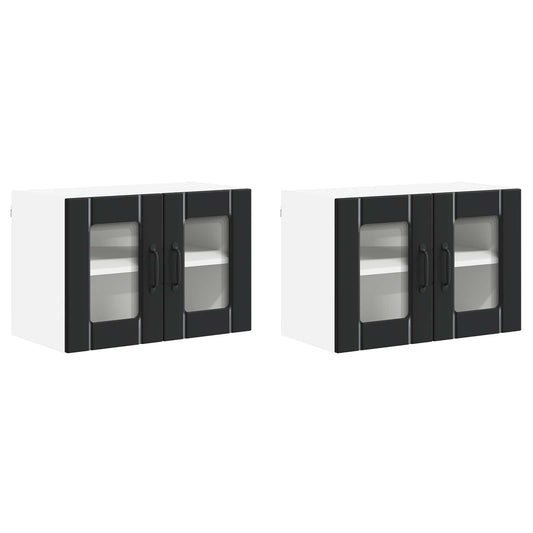 vidaXL Wall Glass Cabinet LUCCA 2 pcs Black 60 x 31 x 40 cm