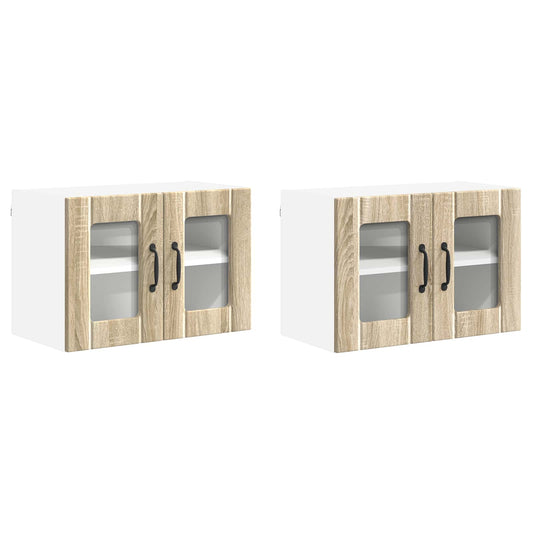 vidaXL Wall Glass Cabinet LUCCA 2 pcs Sonoma Oak 60 x 31 x 40 cm