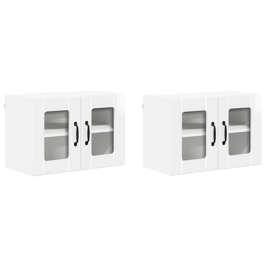 vidaXL Wall Glass Cabinet LUCCA 2 pcs High Gloss White 60 x 31 x 40 cm
