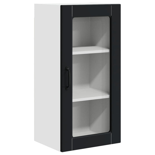 vidaXL Wall Glass Cabinet LUCCA Black 40 x 31 x 80 cm Engineered Wood