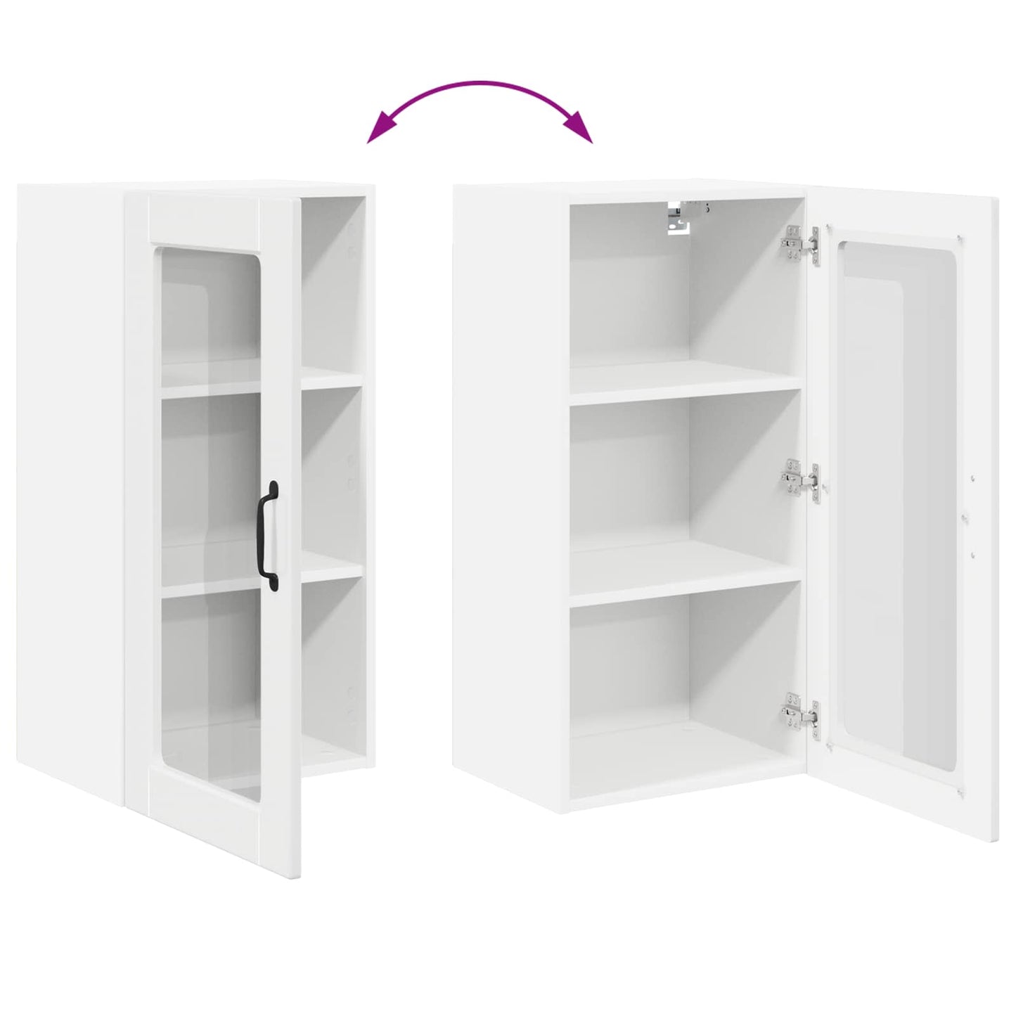 vidaXL Wall Glass Cabinet LUCCA High Gloss White 40 x 31 x 80 cm