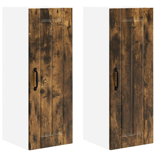 vidaXL Wall Cabinet LUCCA 2 pcs Smoked Oak 30 x 31 x 80 cm