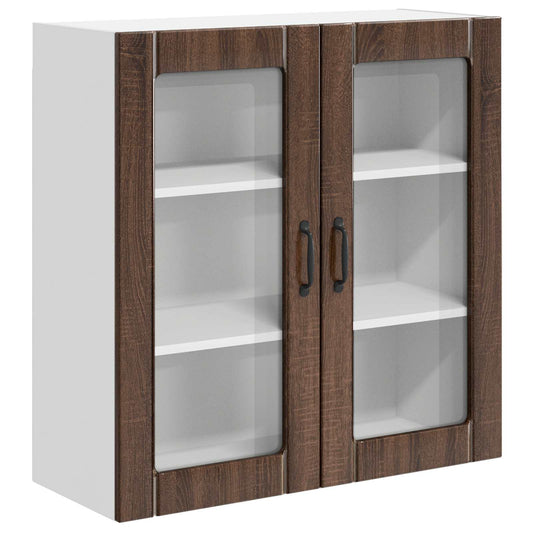 vidaXL Wall Glass Cabinet LUCCA Brown Oak 80 x 31 x 80 cm