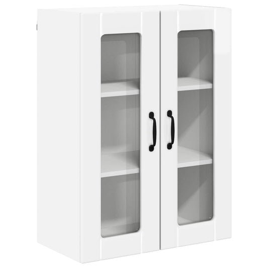 vidaXL Wall Glass Cabinet LUCCA High Gloss White 60 x 31 x 80 cm