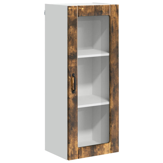 vidaXL Wall Glass Cabinet LUCCA Smoked Oak 40 x 31 x 100 cm