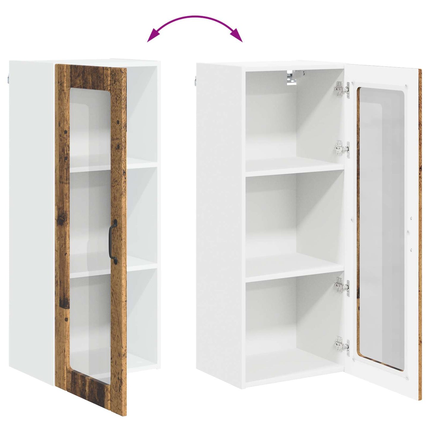 vidaXL Wall Glass Cabinet LUCCA Old Wood 40 x 31 x 100 cm