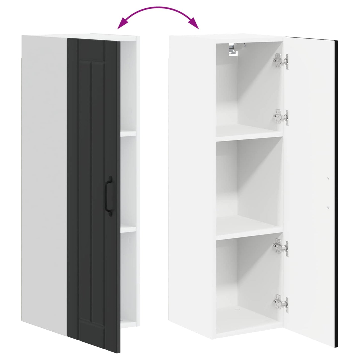 vidaXL Wall Cabinet LUCCA Black 30 x 31 x 100 cm Engineered Wood