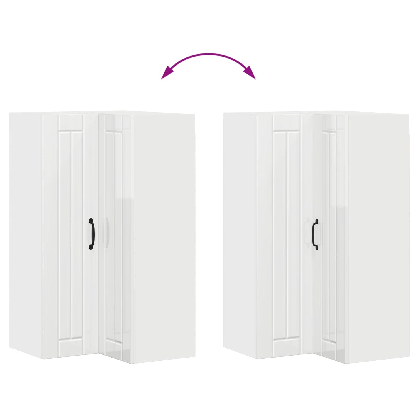 vidaXL Wall Corner Cabinet LUCCA High Gloss White 57 x 57 x 100 cm