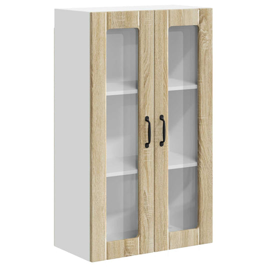 vidaXL Wall Glass Cabinet LUCCA Sonoma Oak 60 x 31 x 100 cm