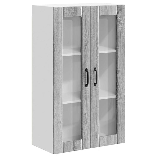 vidaXL Wall Glass Cabinet LUCCA Grey Sonoma 60 x 31 x 100 cm