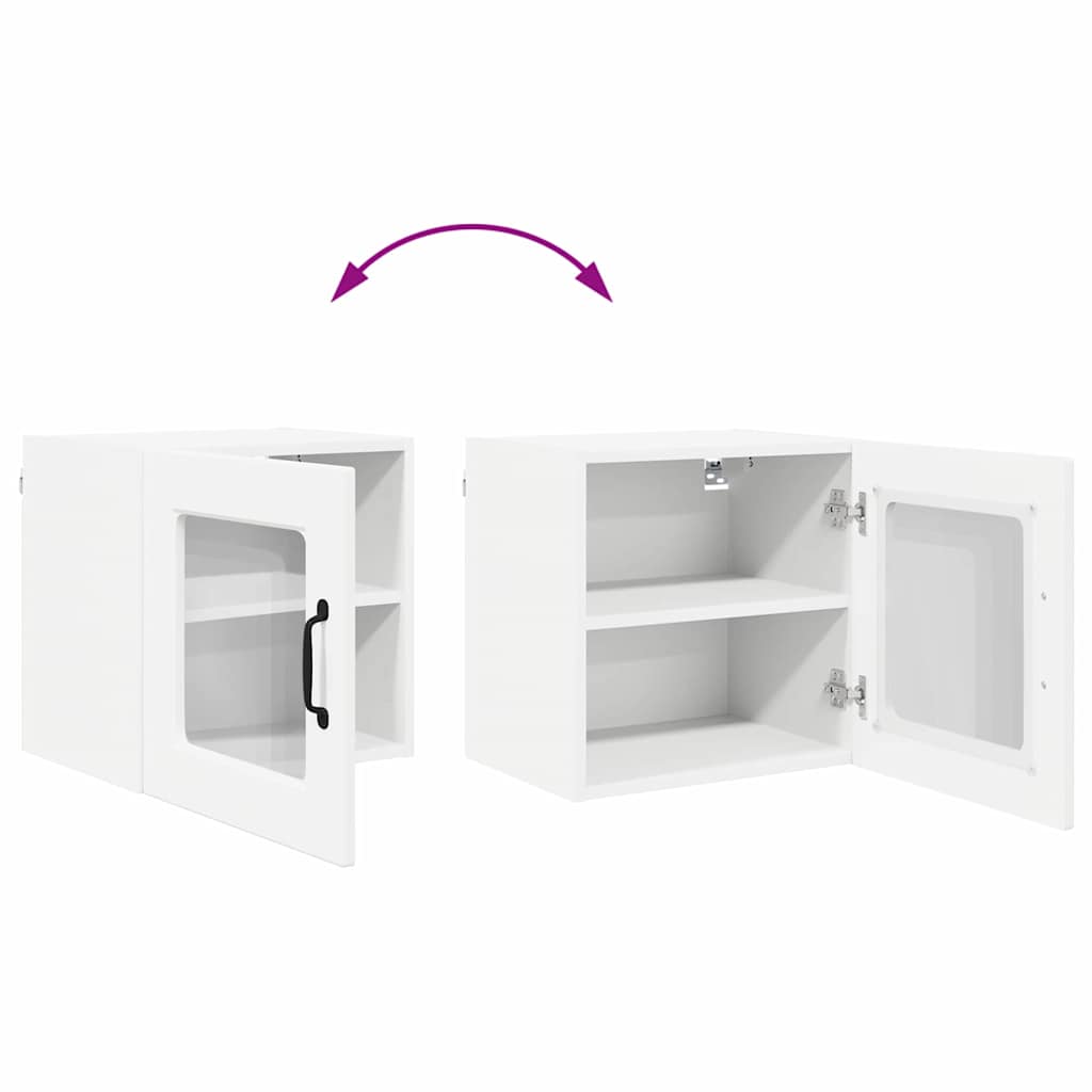 vidaXL Wall Glass Cabinet PORTO White 40 x 31 x 40 cm Engineered Wood