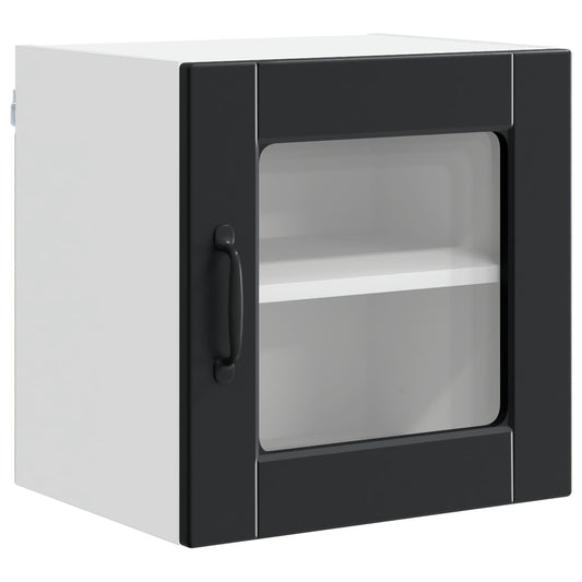 vidaXL Wall Glass Cabinet PORTO Black 40 x 31 x 40 cm Engineered Wood